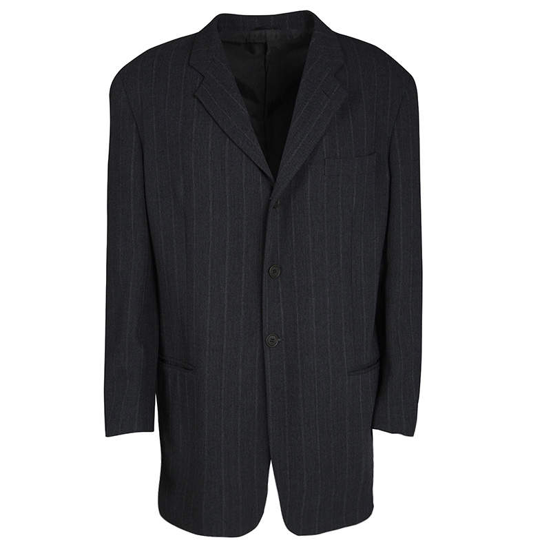 Giorgio Armani Grey Wool Herringbone Pattern Suit 3XL