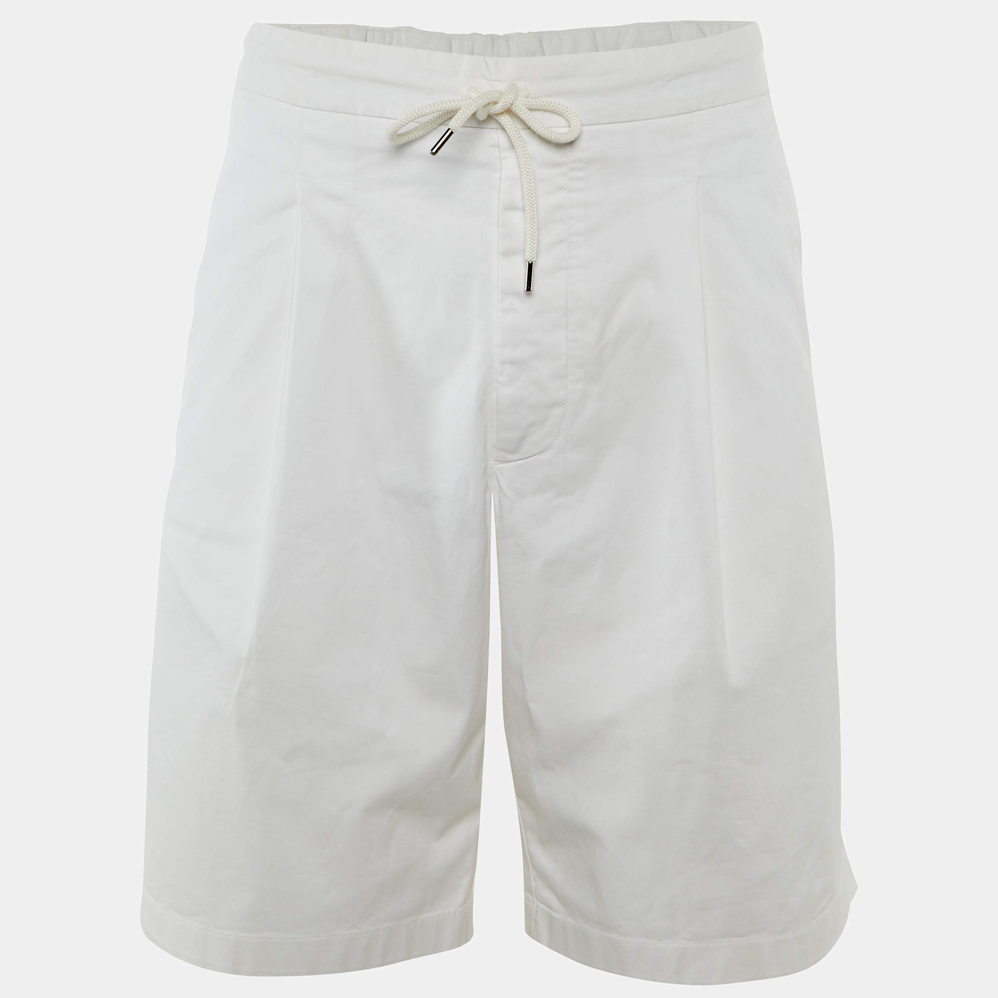 Pre Owned Giorgio Armani White Cotton Gabardine Shorts XXXL