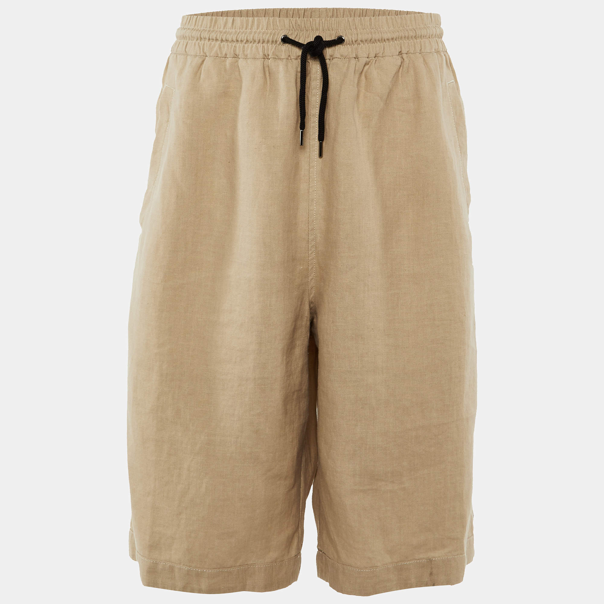 Pre Owned Giorgio Armani Beige Hemp Bermuda Shorts XL