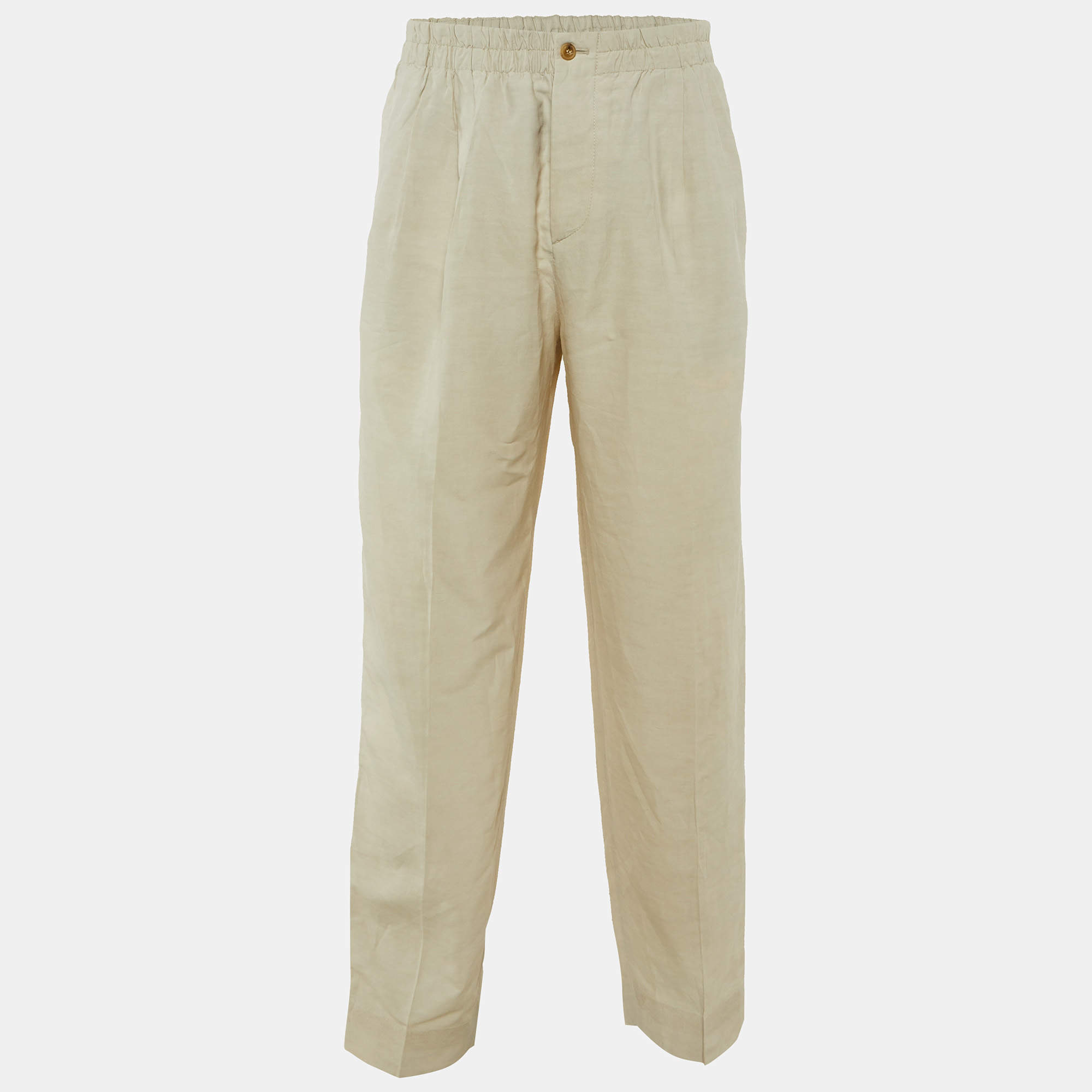 Pre Owned Giorgio Armani Beige Linen Blend Pants XXL