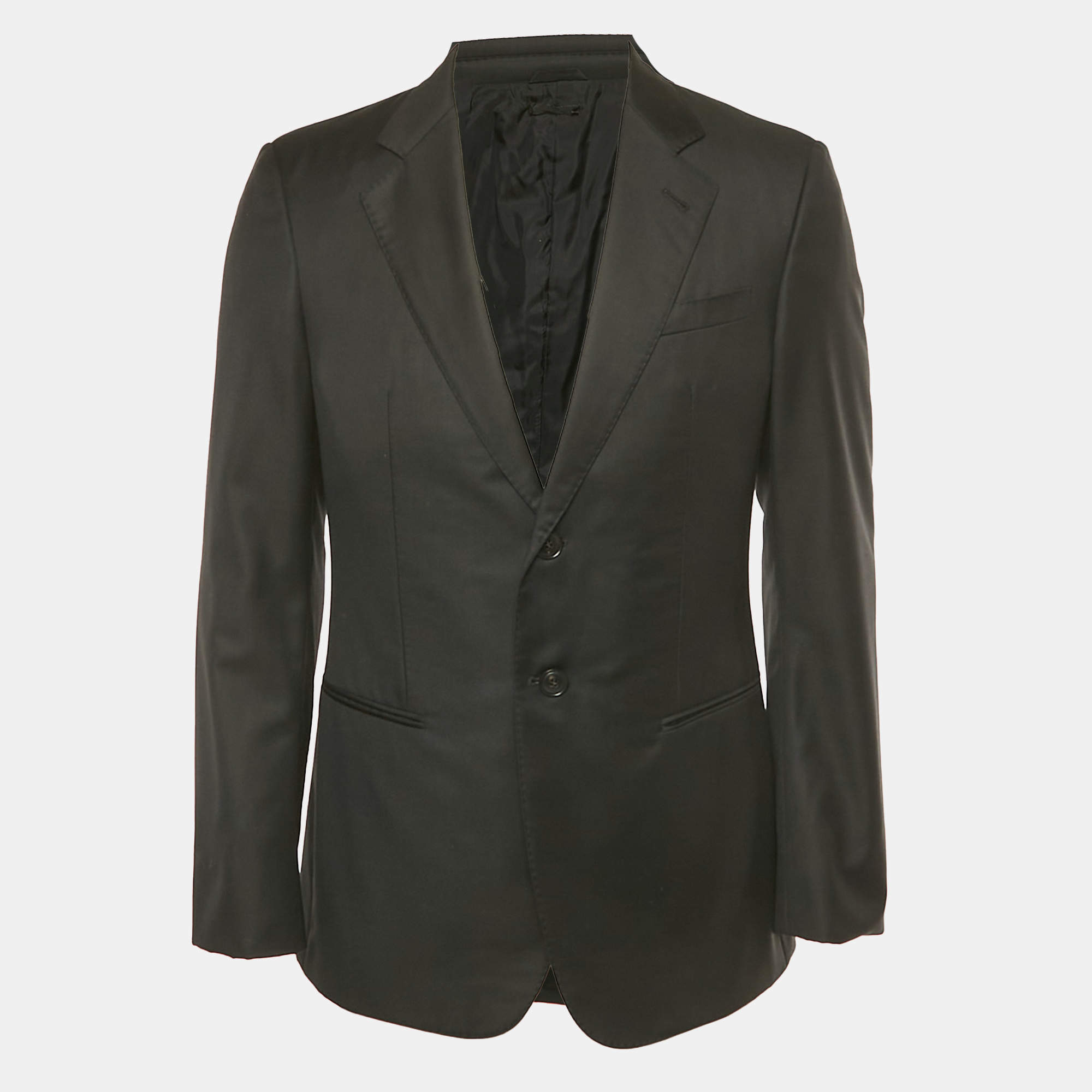 Pre Owned Giorgio Armani Black Wool Single Breasted Blazer L