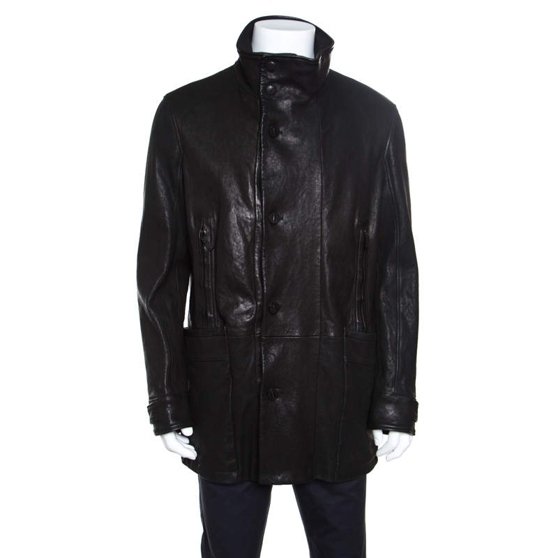 armani leather jacket men