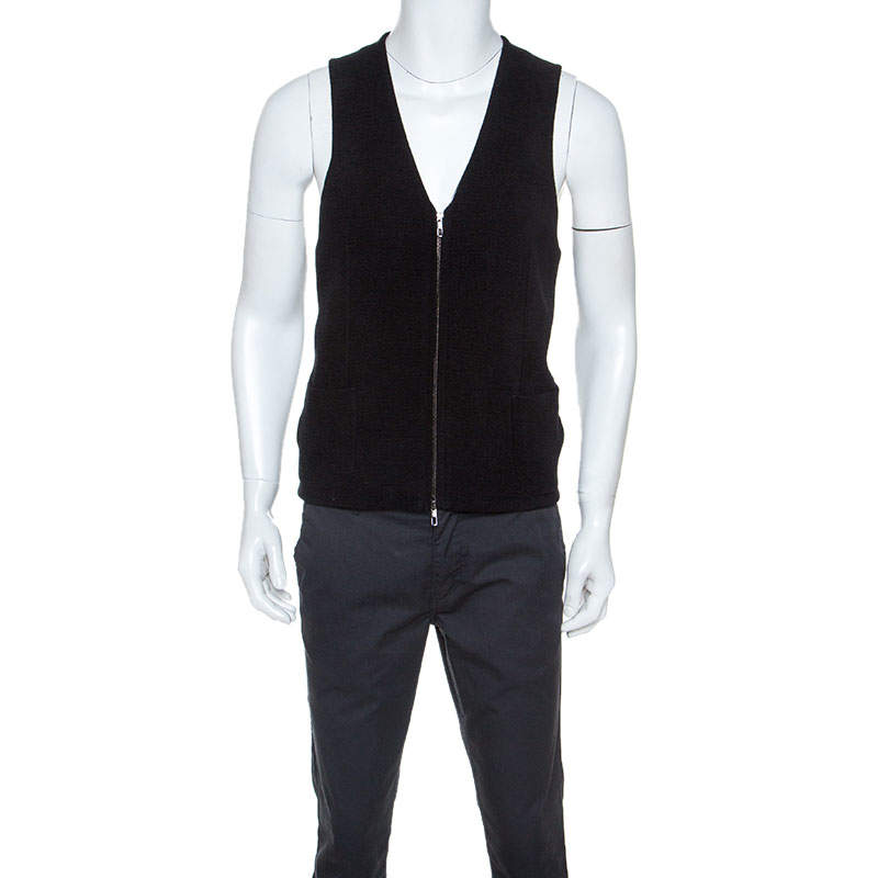 Giorgio Armani Black & Grey Wool Blend Vest L