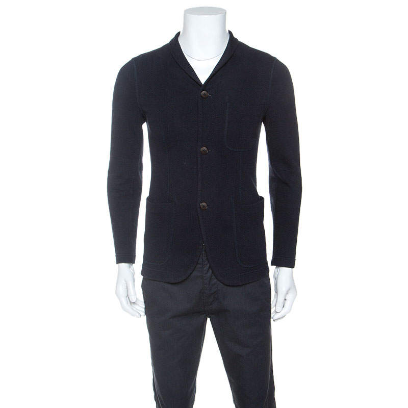 Pre Owned Giorgio Armani Navy Blue Cotton Jacket M