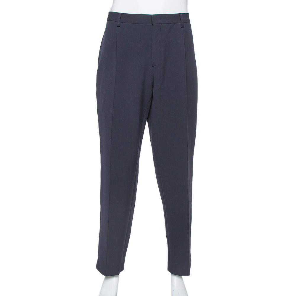Giorgio Armani Navy Blue Knit Tapered Trousers 3XL