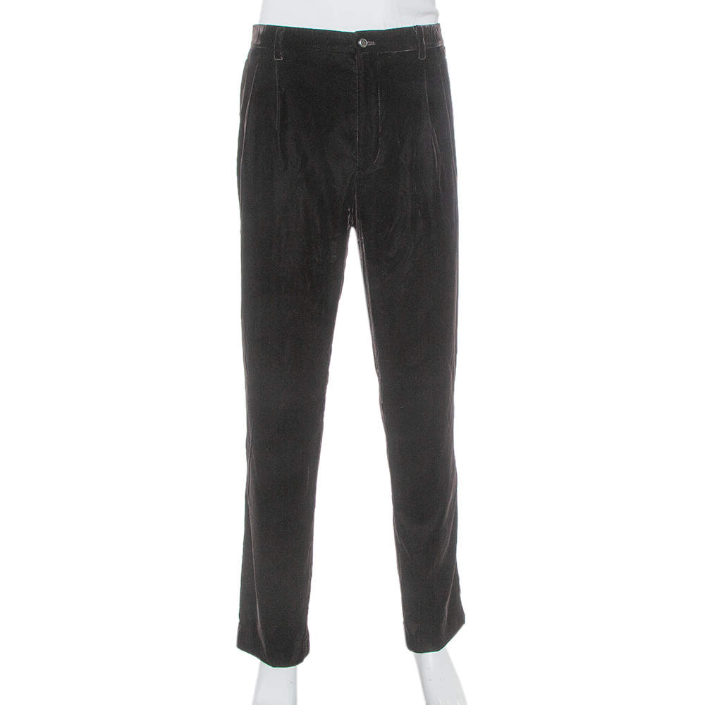 Pre Owned Giorgio Armani Brown Velvet Tapered trousers 4XL