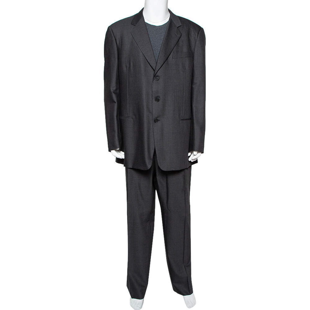 Giorgio Armani Charcoal Grey Wool Suit 5XL Giorgio Armani TLC