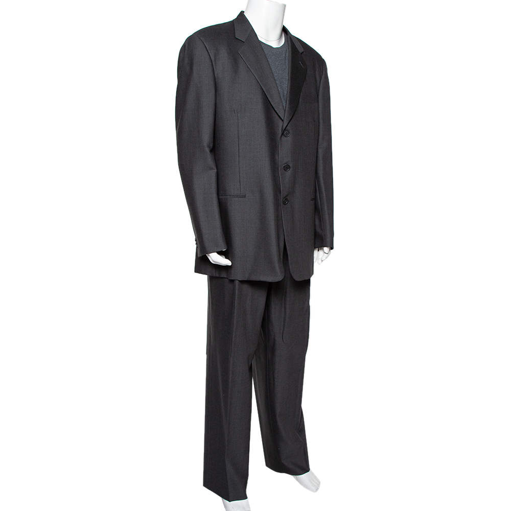 Giorgio Armani Charcoal Grey Wool Suit 5XL Giorgio Armani TLC