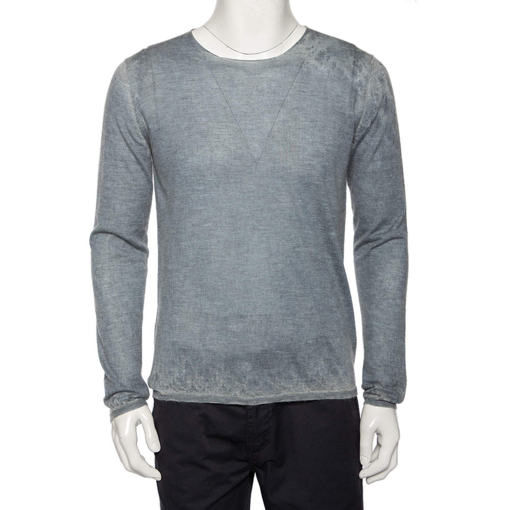 Giorgio Armani Grey Washed Out Effect Cashmere Lightweight