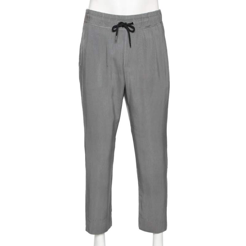 Pre Owned Giorgio Armani Grey Textured Joggers XXXL