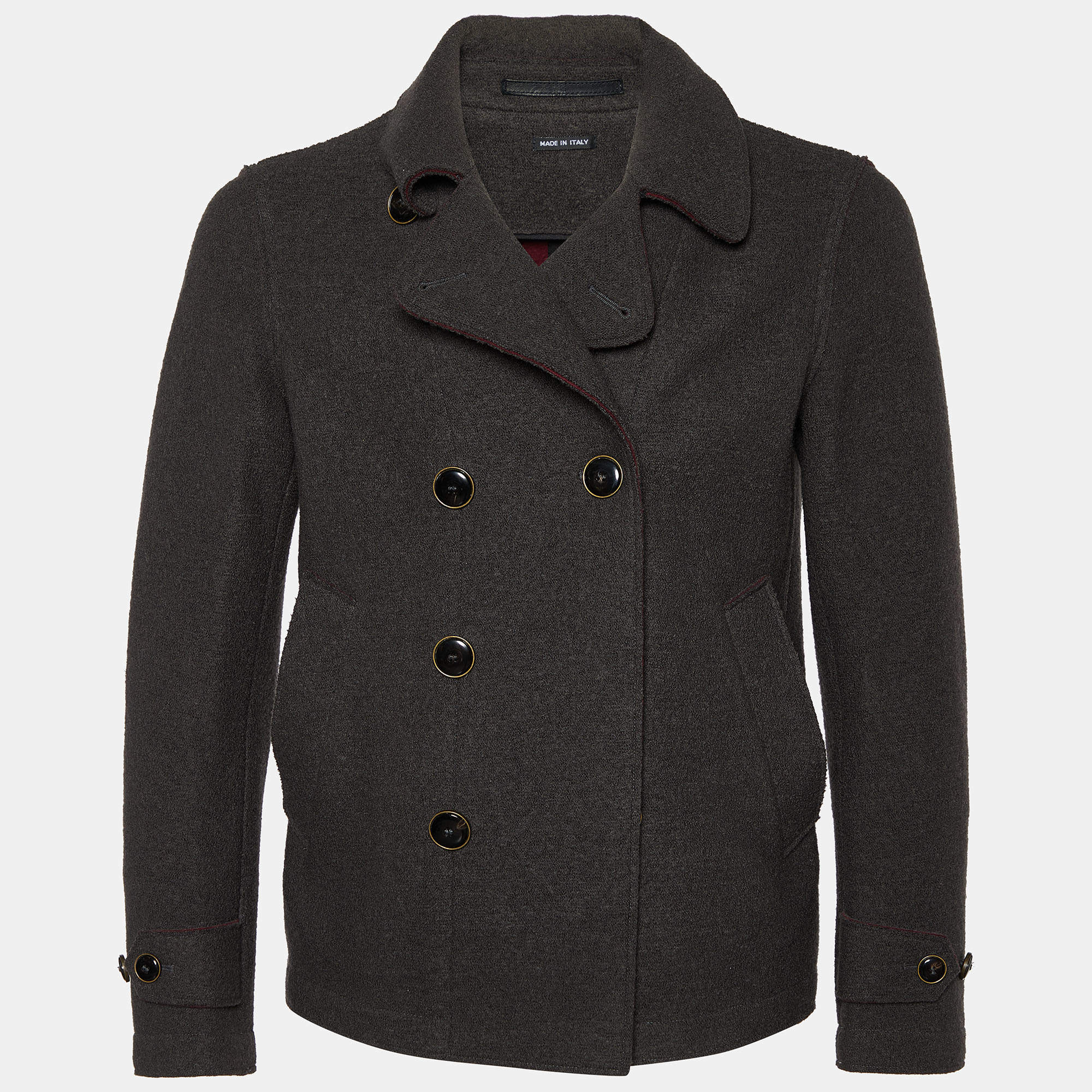 Giorgio Armani Dark Grey Virgin Wool Double Breasted Blazer S