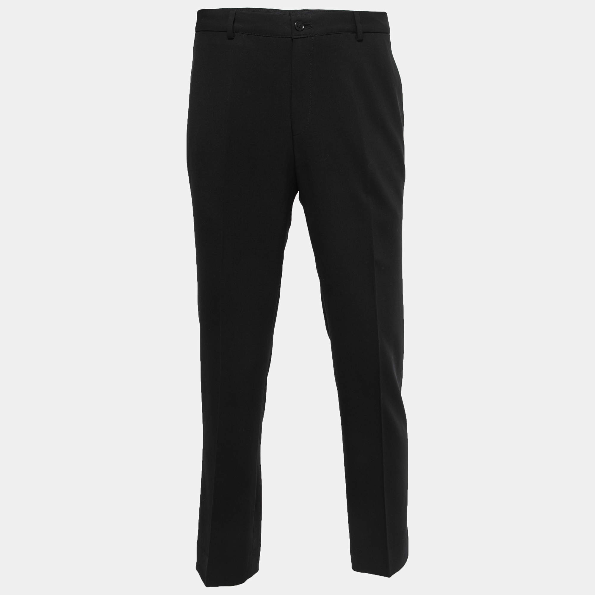 Giorgio Armani Black Crepe Straight Fit Pants L