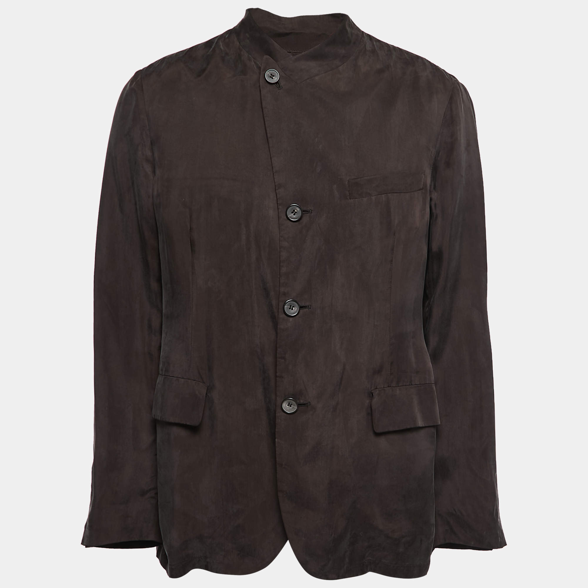Giorgio Armani Brown Rayon Button Front Jacket XL
