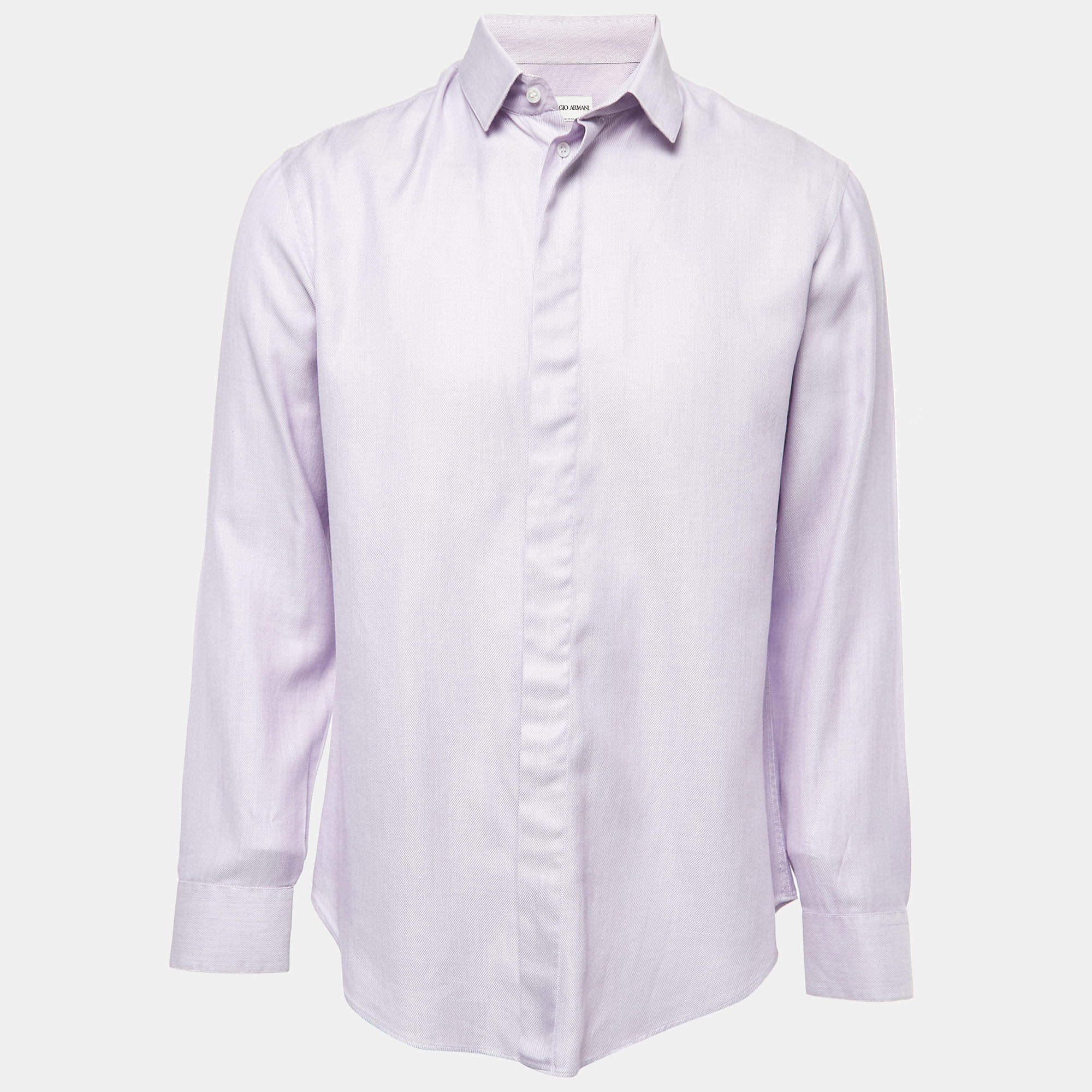 Giorgio Armani Purple Cotton Button Front Shirt M