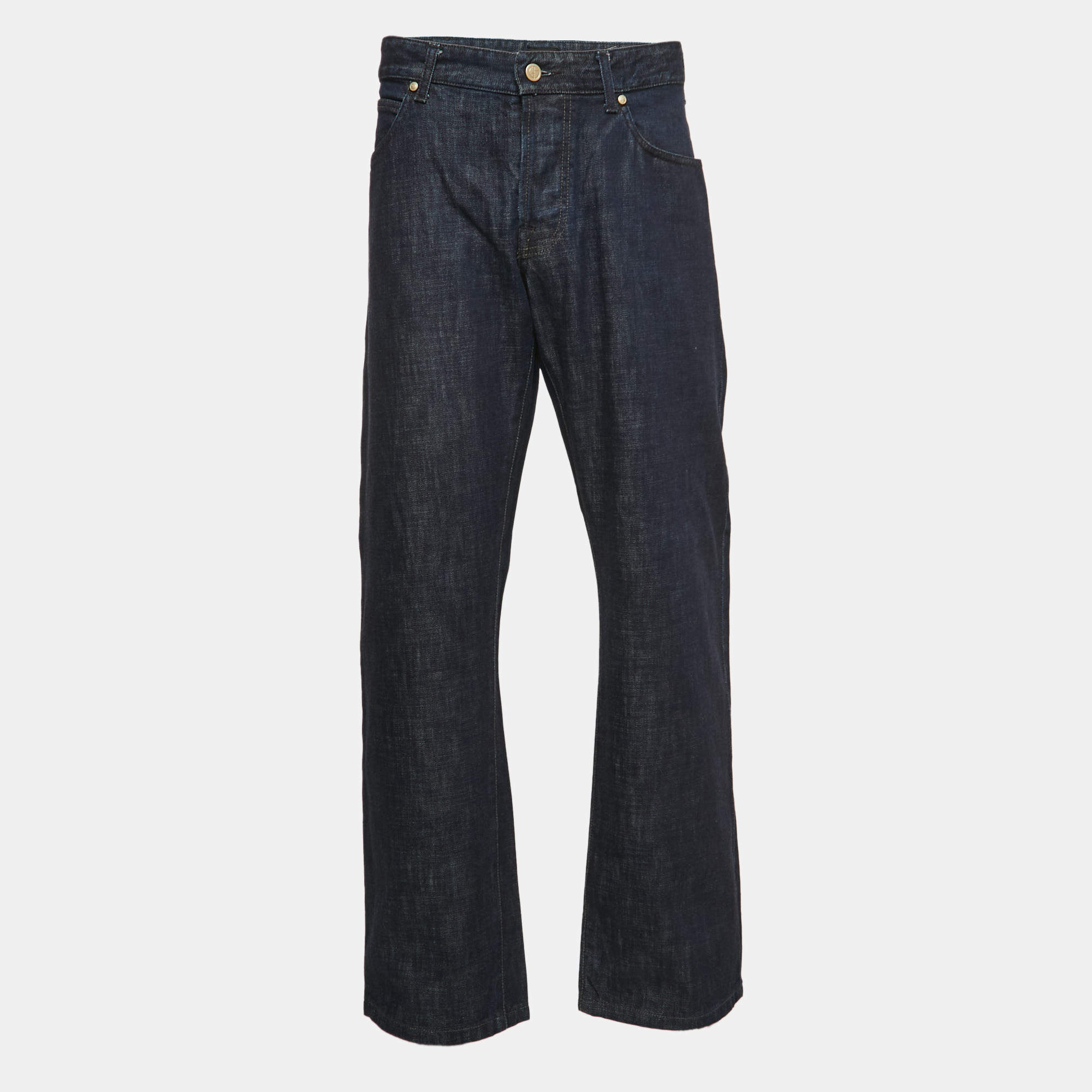 Giorgio Armani Dark Blue Denim Straight Fit Jeans 3XL Waist 38"