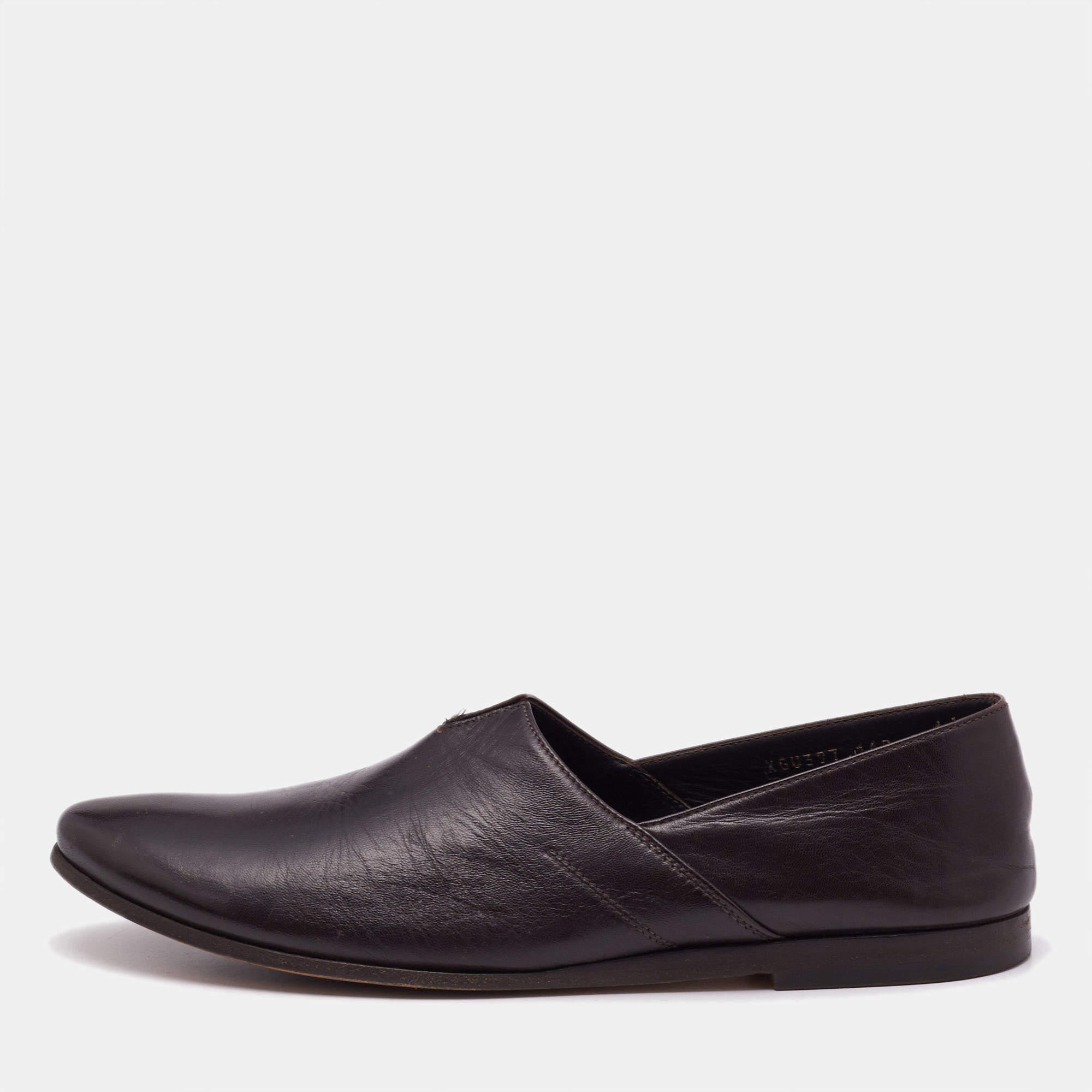 Giorgio Armani Brown Leather Smoking Slippers Size 43