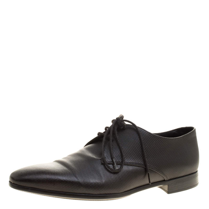 Giorgio Armani Black Textured Leather Lace Up Oxfords Size 41
