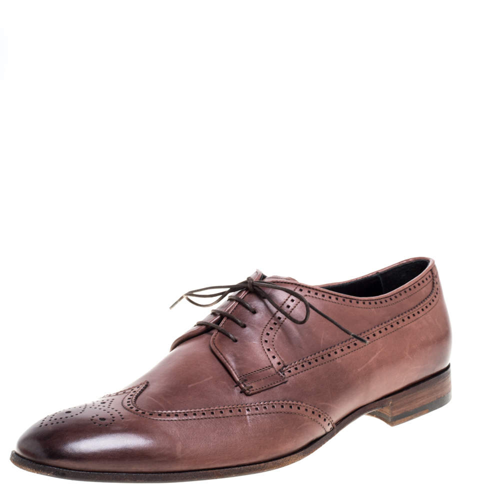 Giorgio Armani Brown Brogue Leather Lace Up Derby Size 45