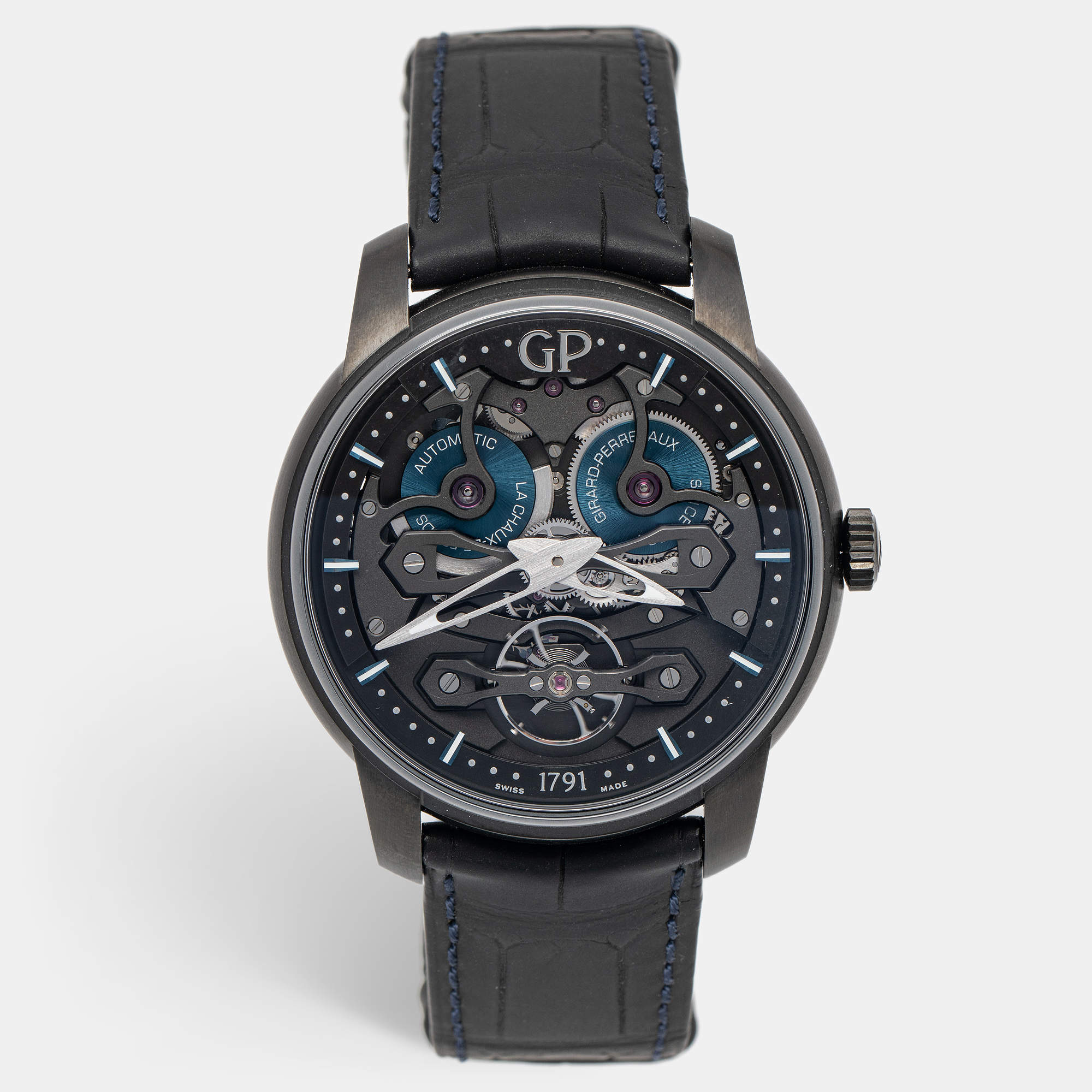 Girard-Perregaux Black Skeleton Titanium Alligator Leather Neo Bridges Earth To Sky Edition 8400-21-632-BH6A Men's Wristwatch 45 mm