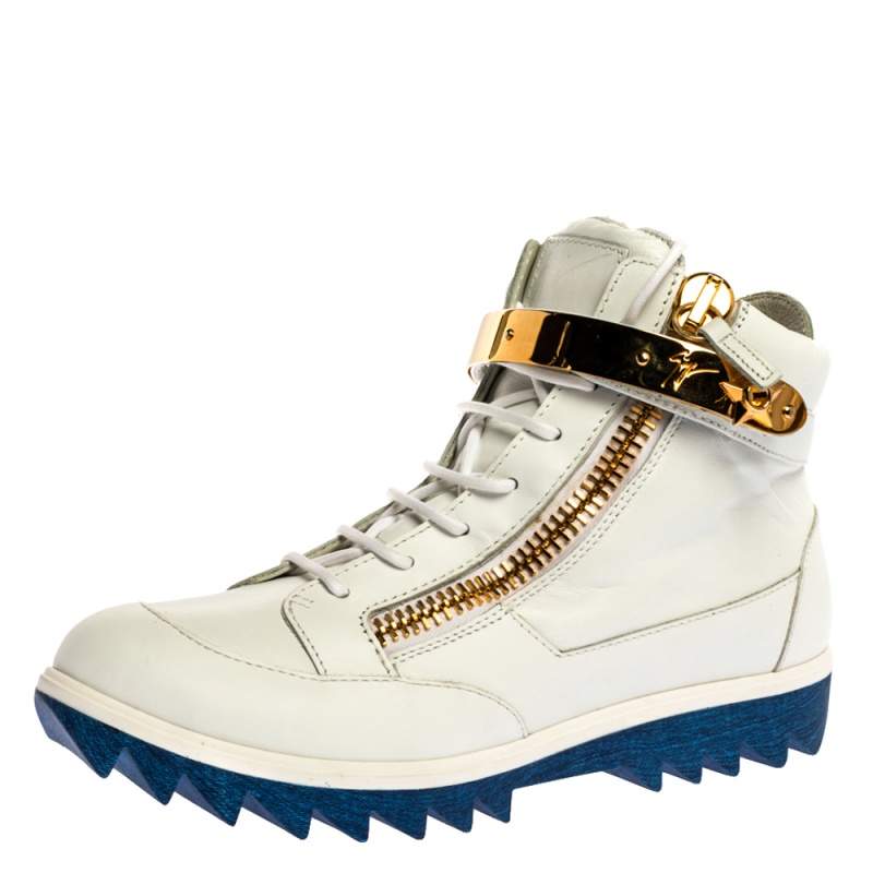 Pre Owned Giuseppe Zanotti White Leather Birel Vague High Top Sneakers Size 41