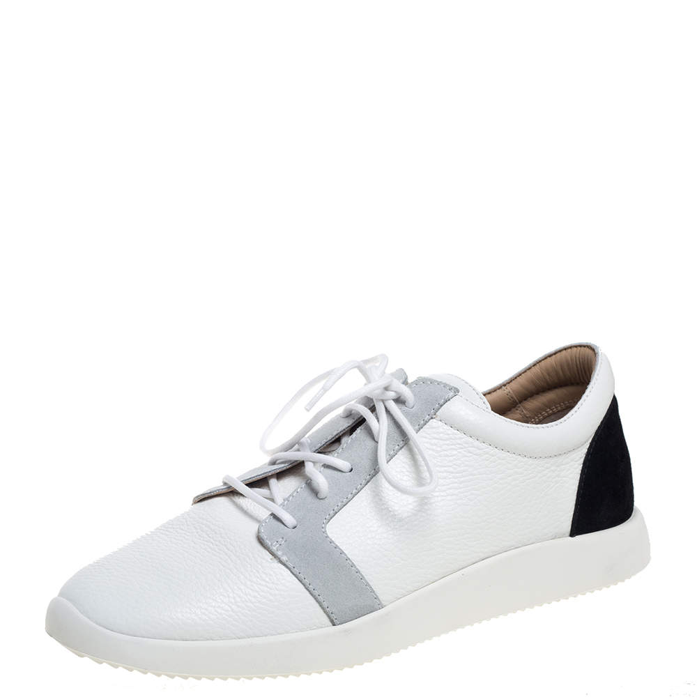 Pre Owned Giuseppe Zanotti Three Tone Color Leather Lace Up G Runner Sneaker Size 44