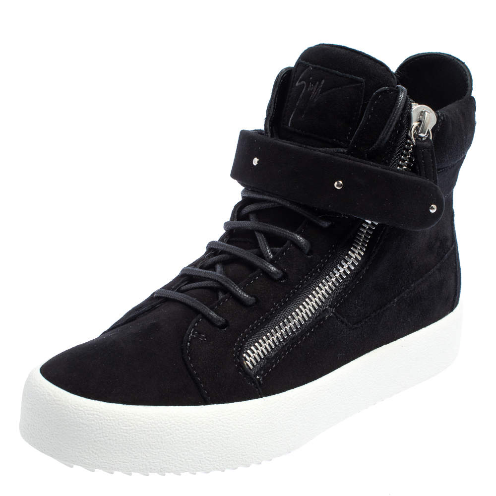 Pre Owned Giuseppe Zanotti Black Suede High Top Sneakers Size 40