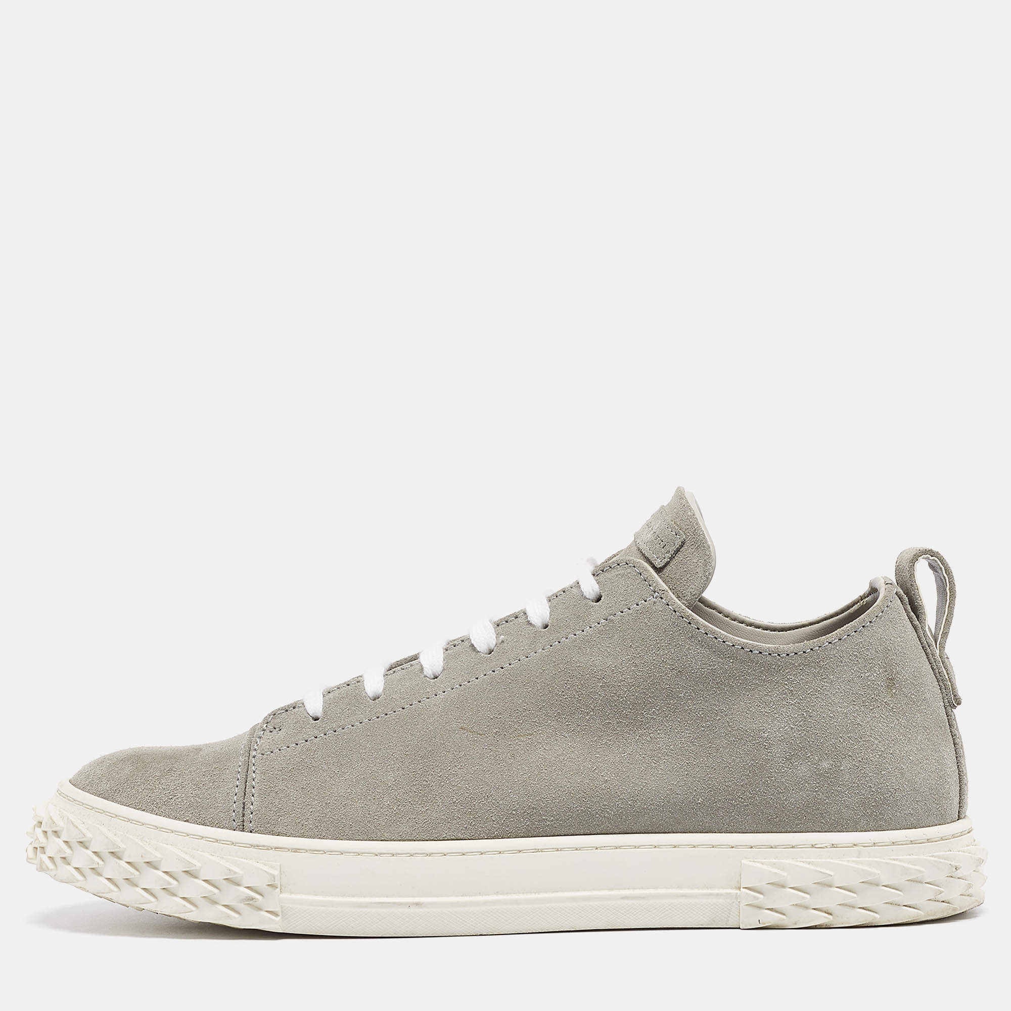 مملوكة مسبقًا Giuseppe Zanotti Grey Suede Eco blabber Low Top Sneakers Size 45