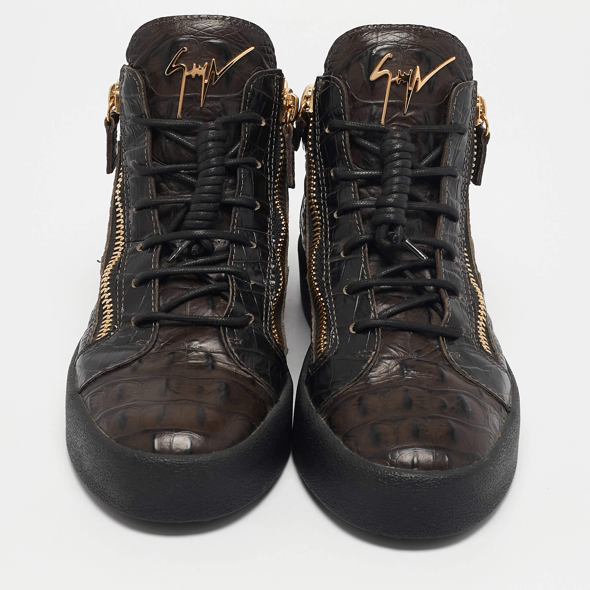 Giuseppe Zanotti Python Embossed Leather Double Zip High Top
