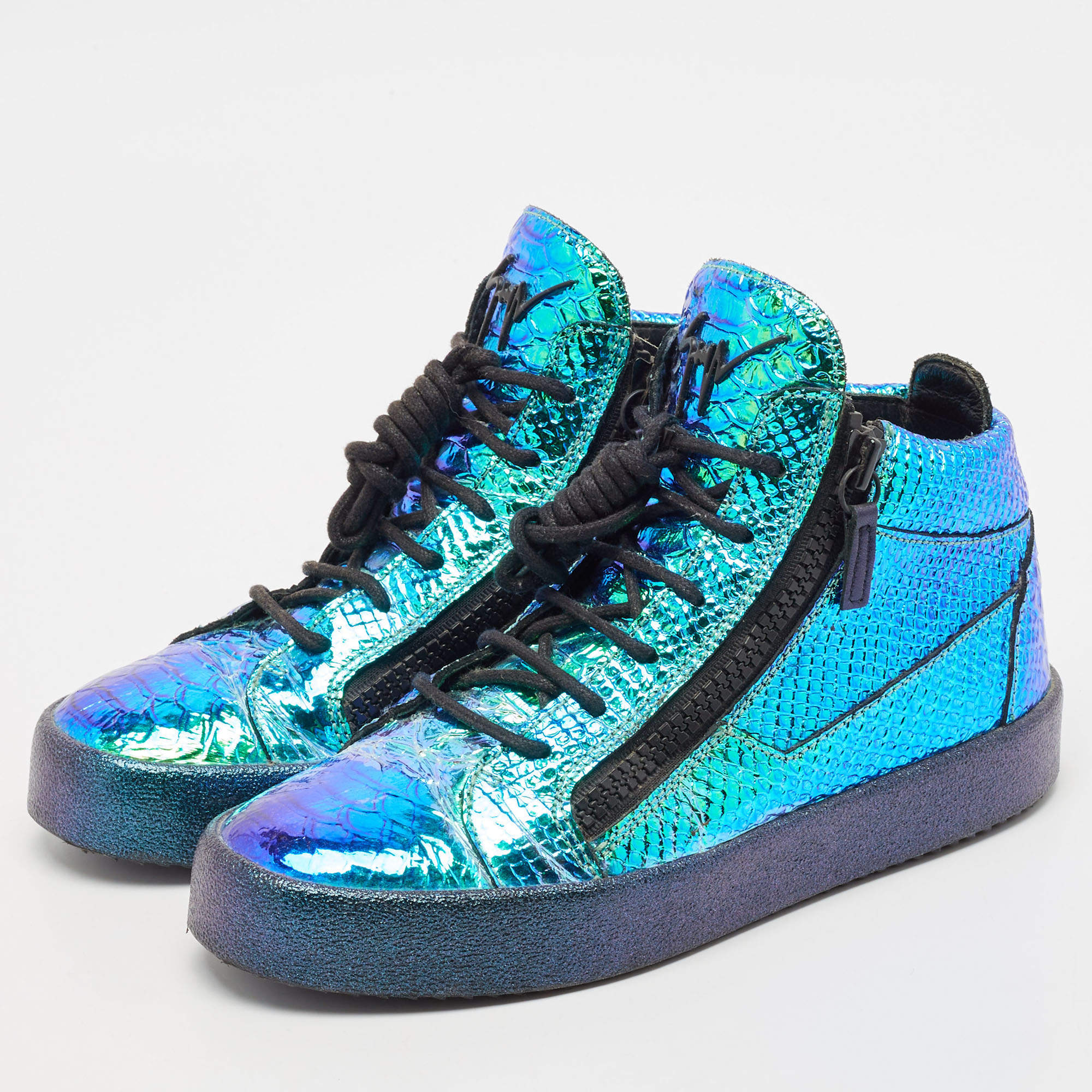 Giuseppe Zanotti Black Leather Wings High Top Sneakers 43 Giuseppe Zanotti Black Leather Wings High Top Sneakers 43