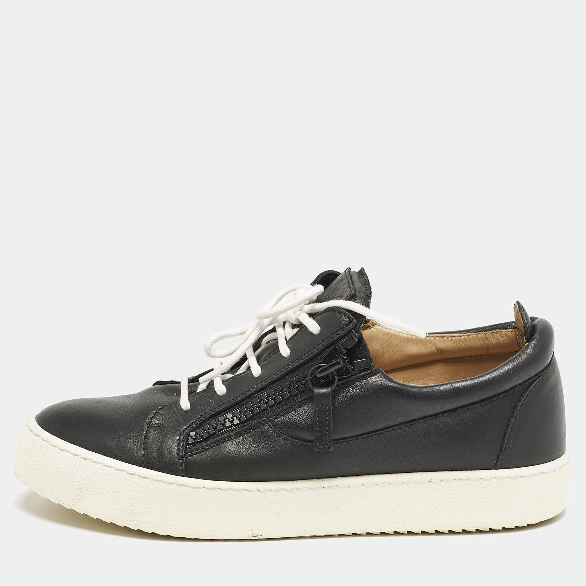 Giuseppe Zanotti Black Leather Frankie Sneakers Size 42.5