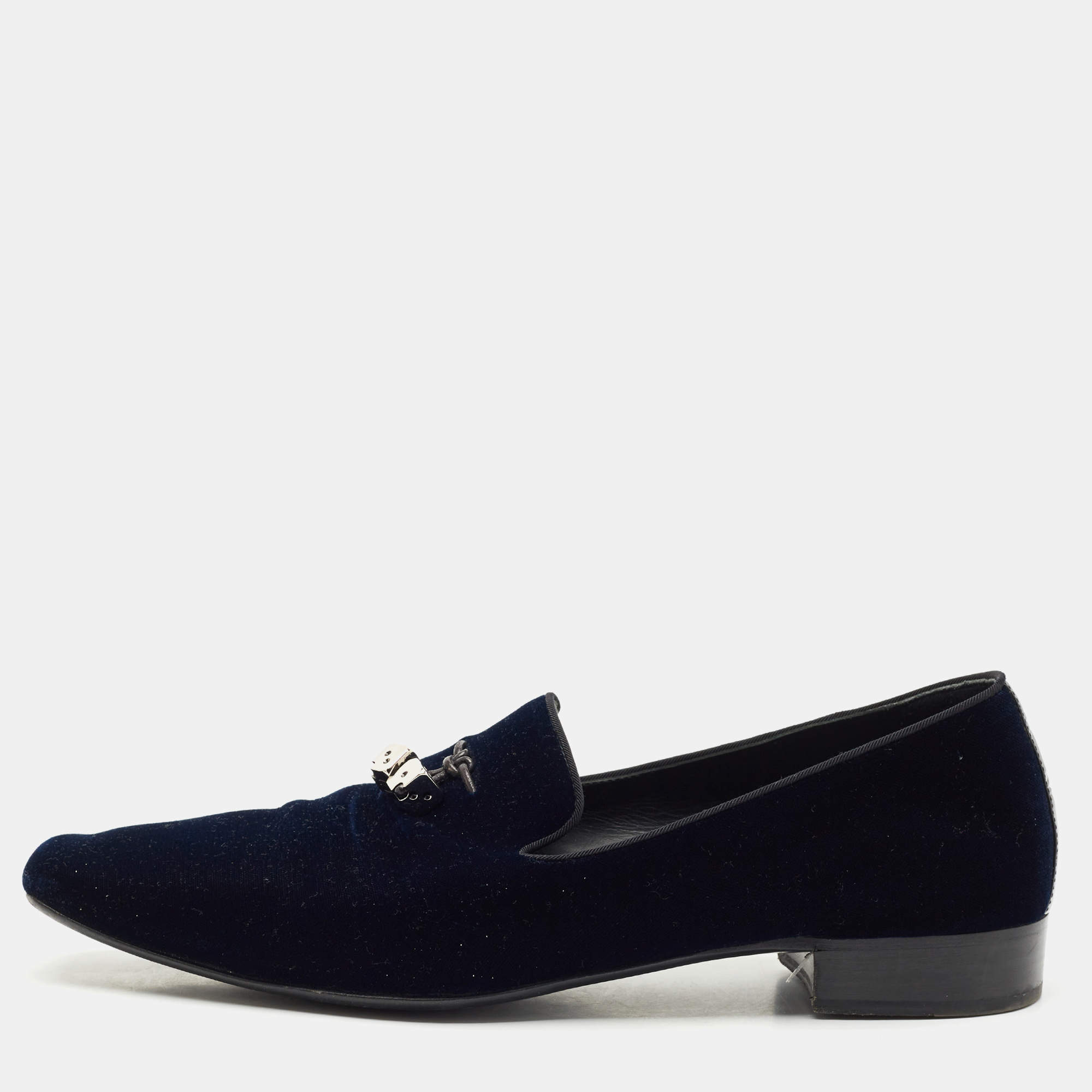 Giuseppe Zanotti Blue Suede Dice  Charm Slip-On Loafers Size 45