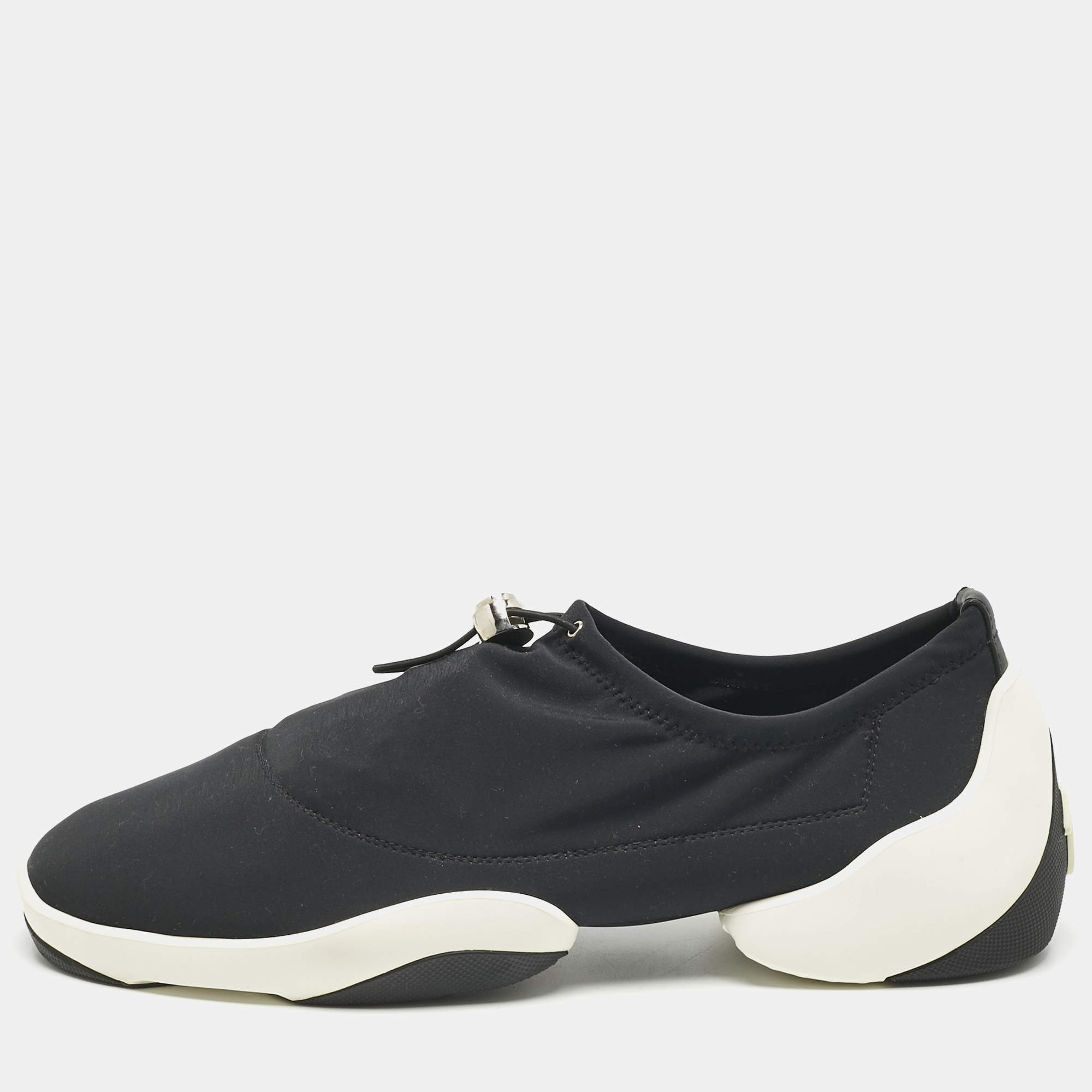 Pre Owned Giuseppe Zanotti Black Neoprene Light Jump Slip On Sneakers Size 41.5