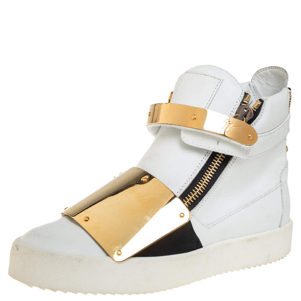 Giuseppe Zanotti White Leather High Top Sneakers Size 40