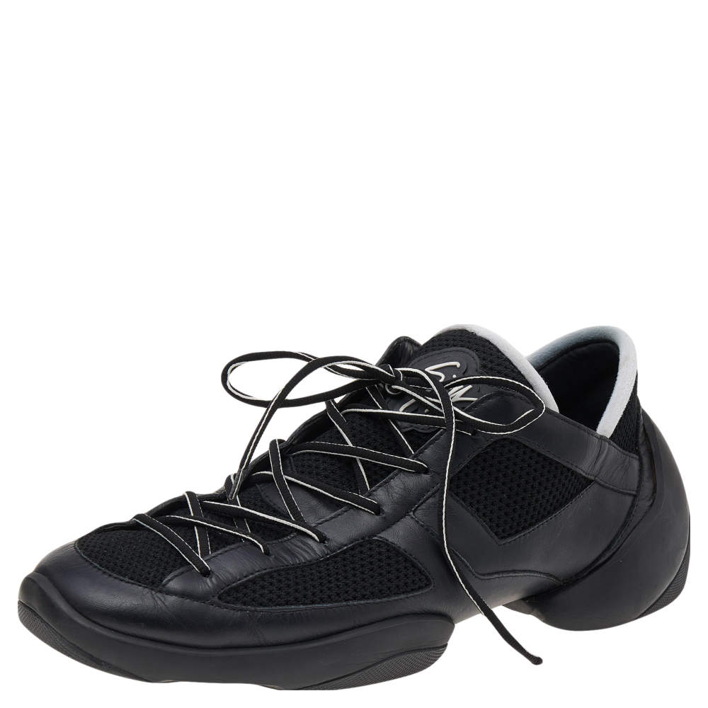 Giuseppe Zanotti Black Mesh And Leather Low Top Sneakers Size 44