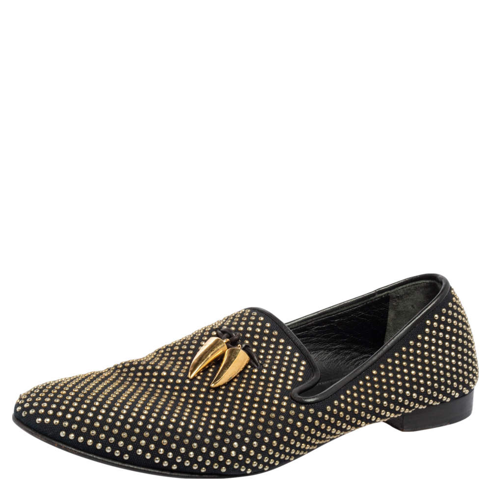 Pre Owned Giuseppe Zanotti Black Studded Smoking Slippers Size 43