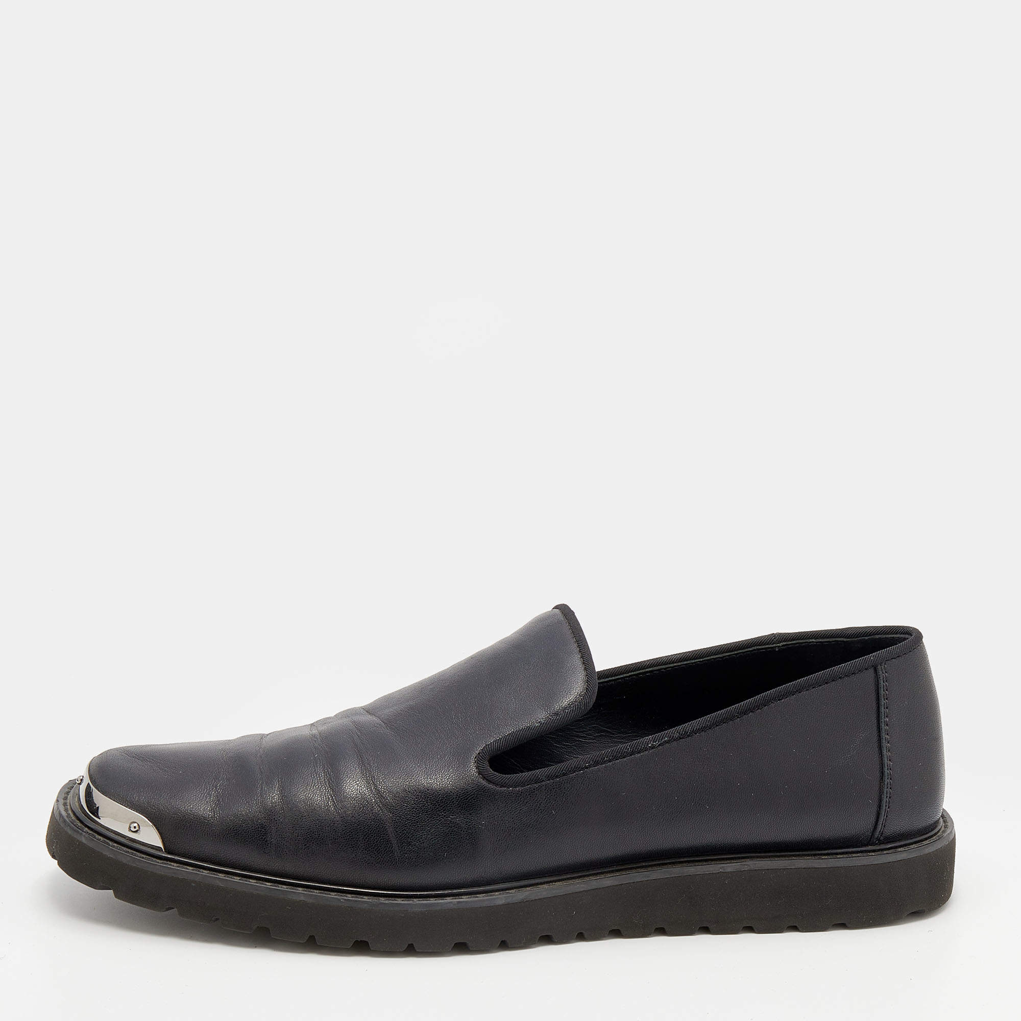 Pre Owned Giuseppe Zanotti Black Leather Slip On Loafers Size 43