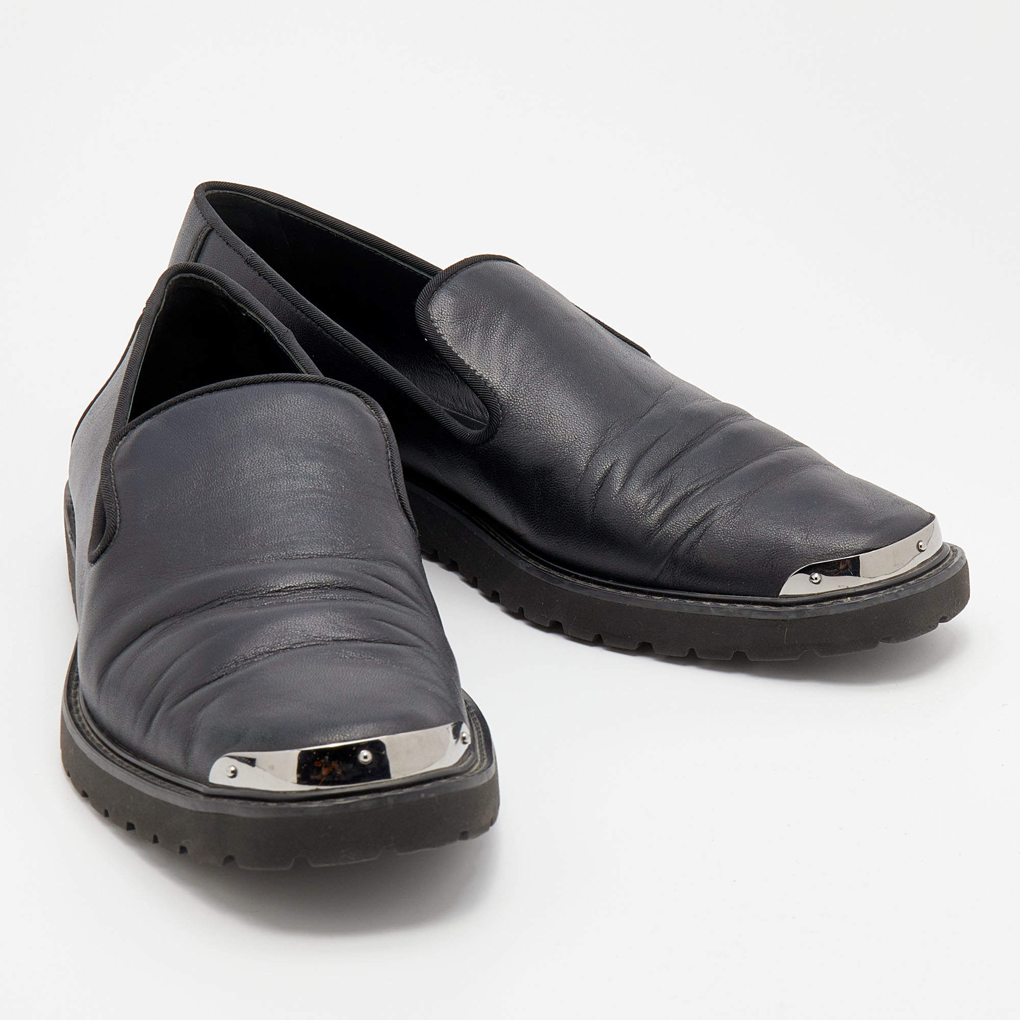 Pre Owned Giuseppe Zanotti Black Leather Slip On Loafers Size 43