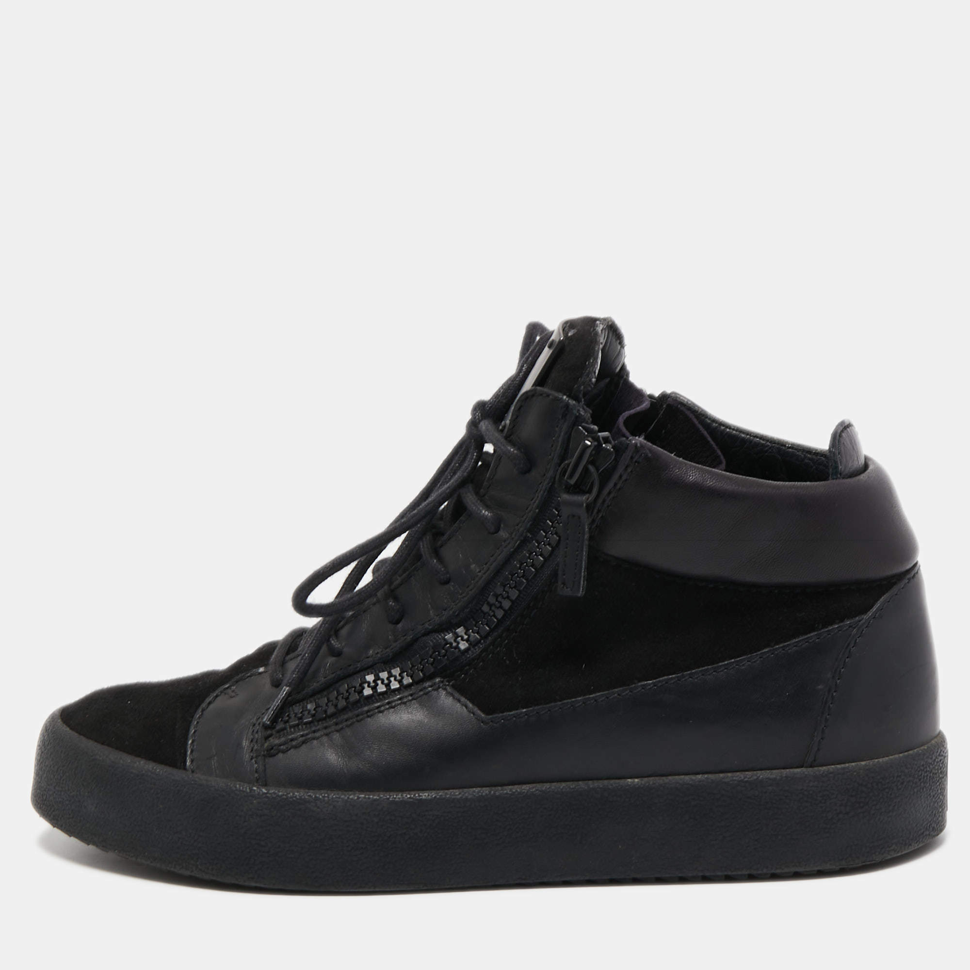 Giuseppe Black Leather and Suede Top Sneakers Size 42 Giuseppe Zanotti TLC