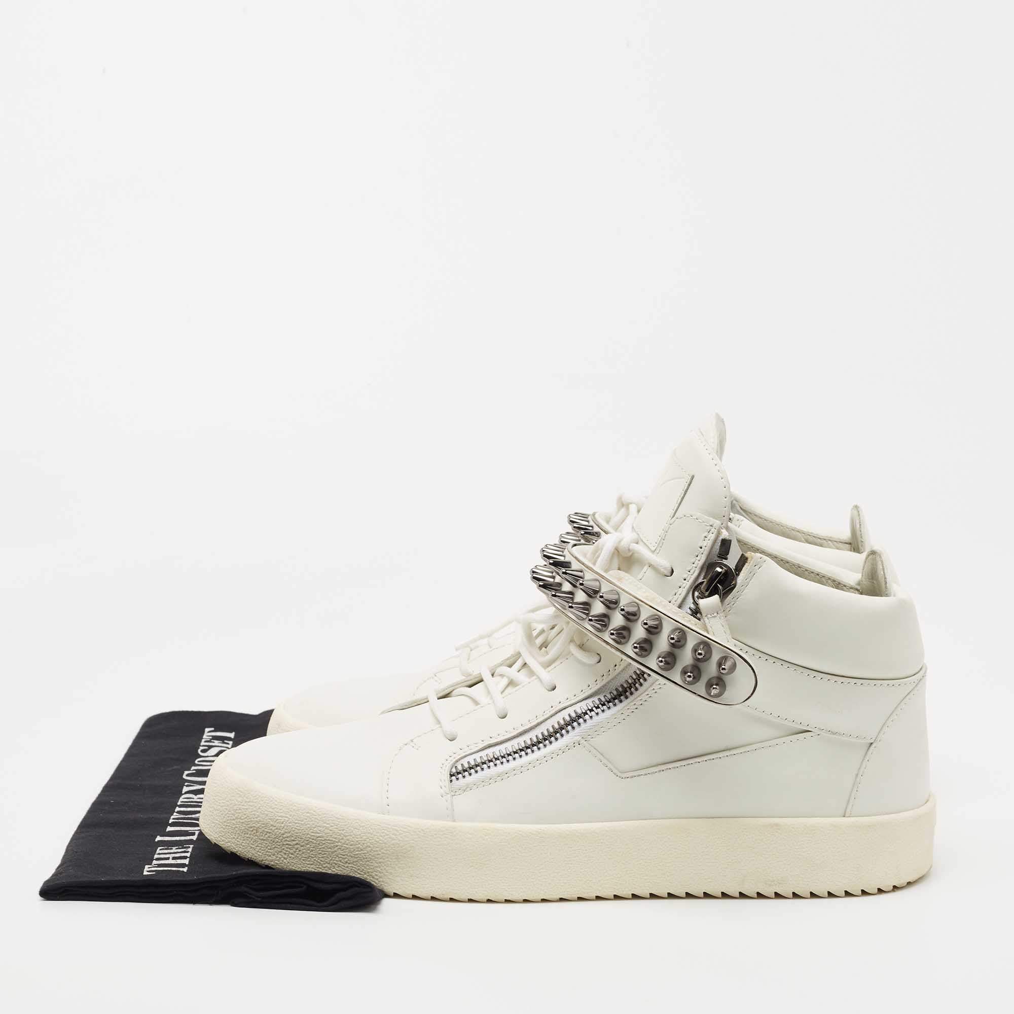 Giuseppe Zanotti White Leather Chain High Top Sneakers Size, 44% OFF