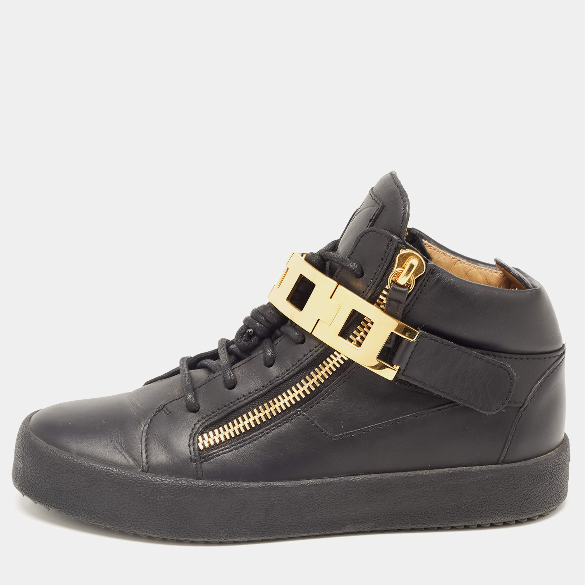 Giuseppe Zanotti Black Leather High Top Sneakers Size Giuseppe Zanotti |