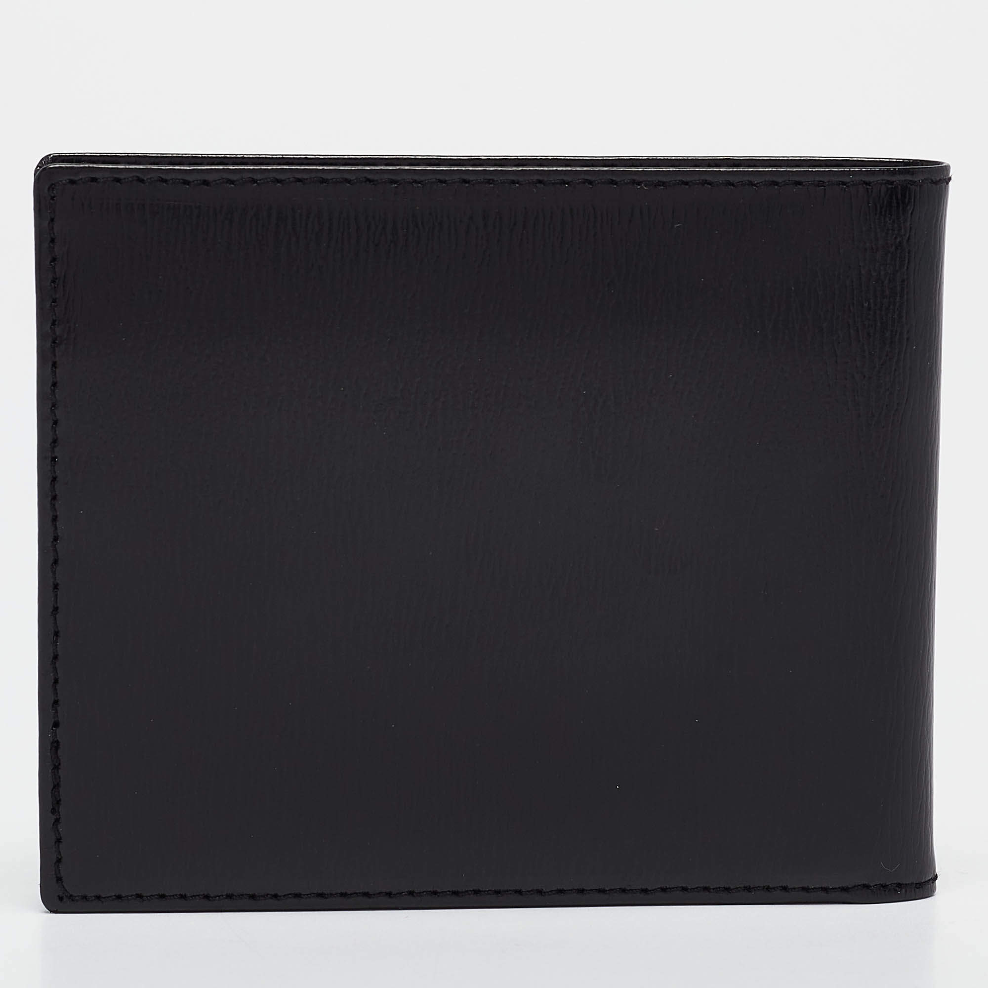 Givenchy Black Glossy Leather Bifold Compact Wallet