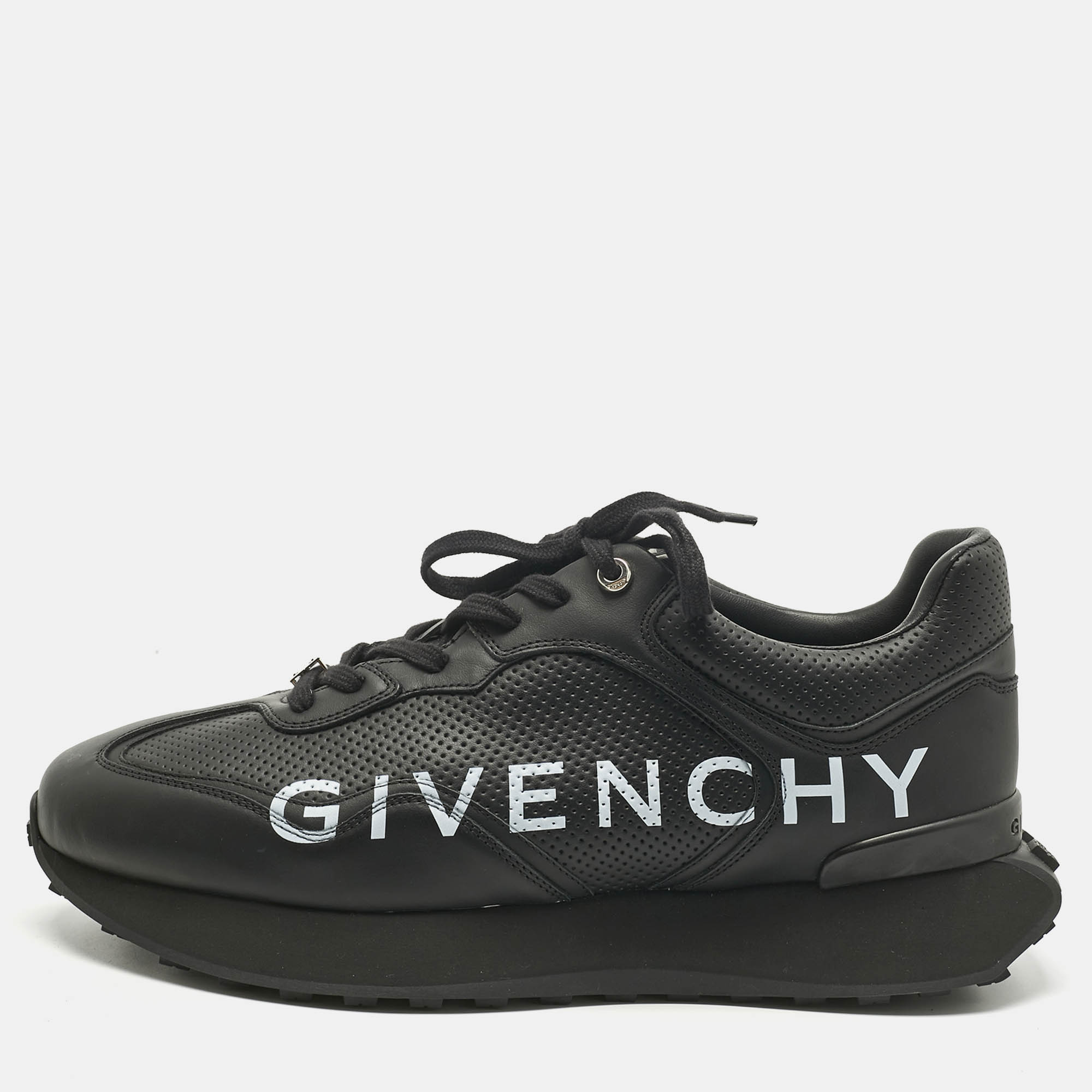 Pre Owned Givenchy Black Leather Spectre Runner Lace Up Sneakers Size 44