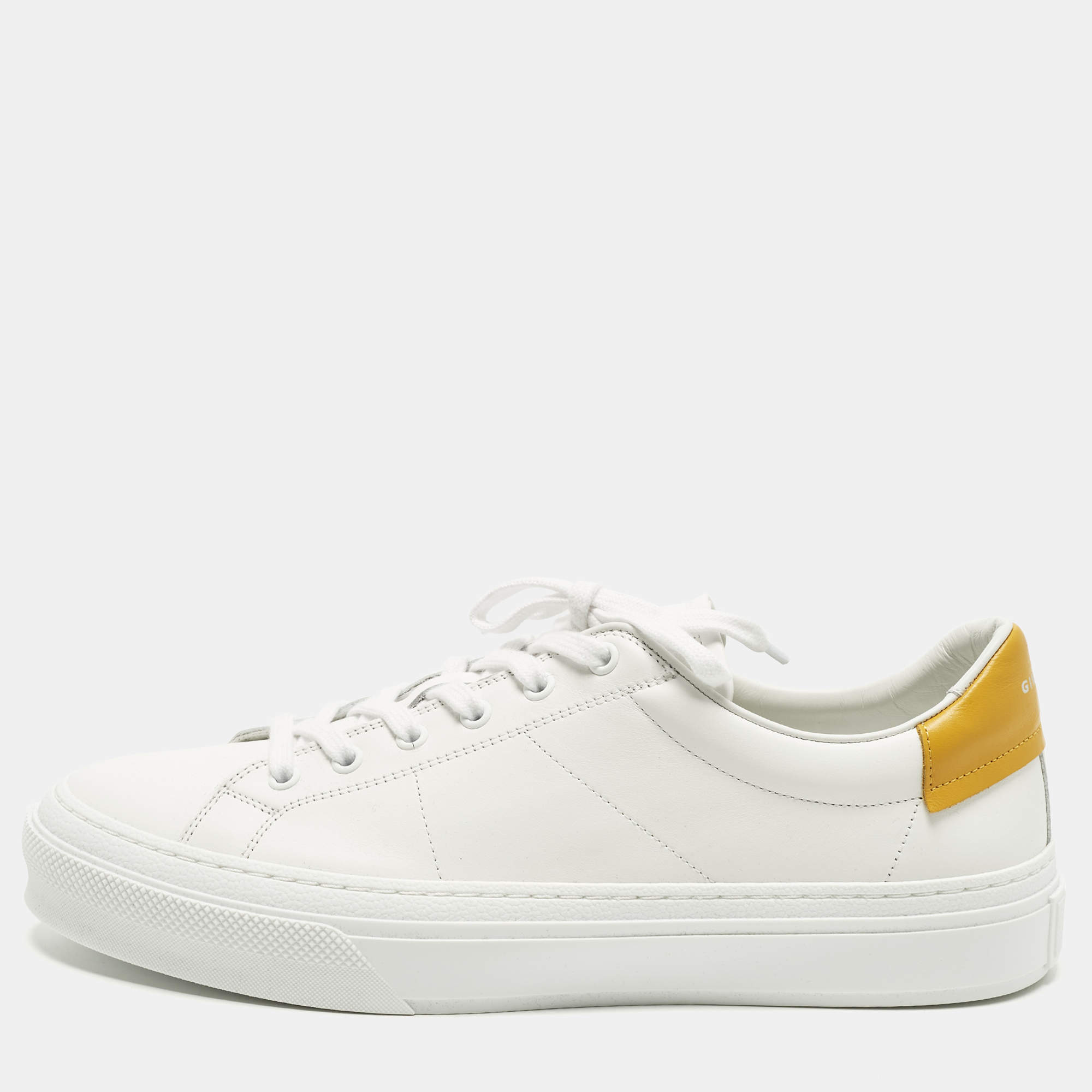 Pre Owned Givenchy City Sport Size 43 White/Yellow Leather Low Top Sneakers