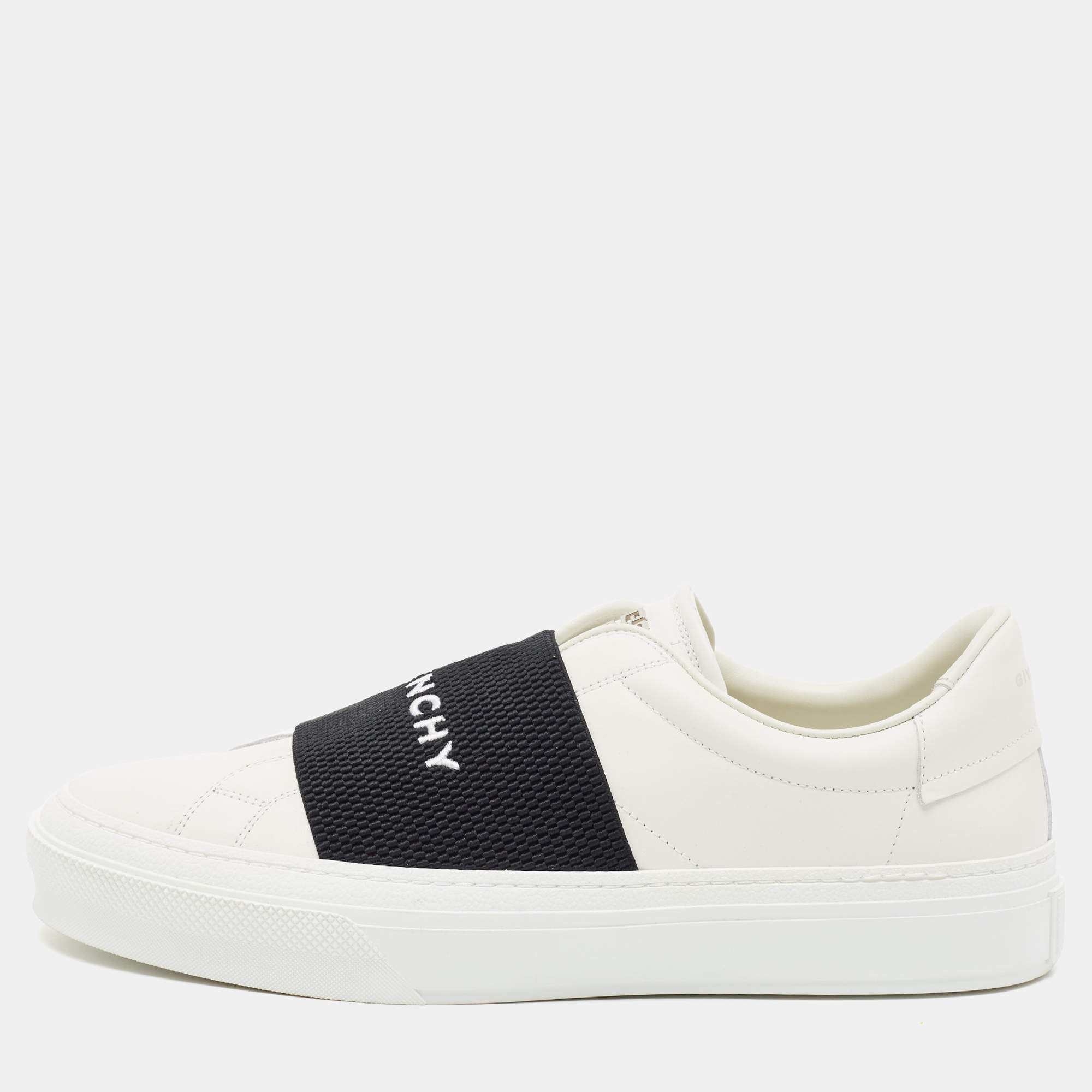 Pre Owned Givenchy City Sport Size 42 White/Black Leather Slip On Sneakers