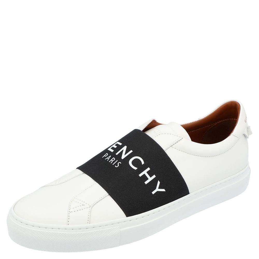 Givenchy White Black Leather Urban Street Logo Slip On Sneakers Size 43 Givenchy TLC