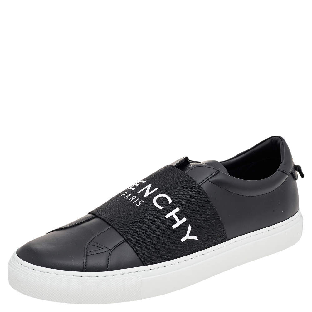 Givenchy Black/White Leather Urban Street Logo Slip On Sneakers Size 45