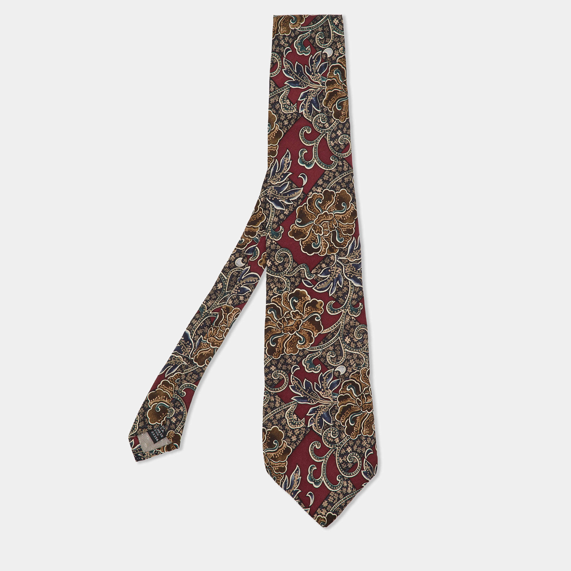 Givenchy Vintage Multicolor Floral Print Silk Traditional Tie 