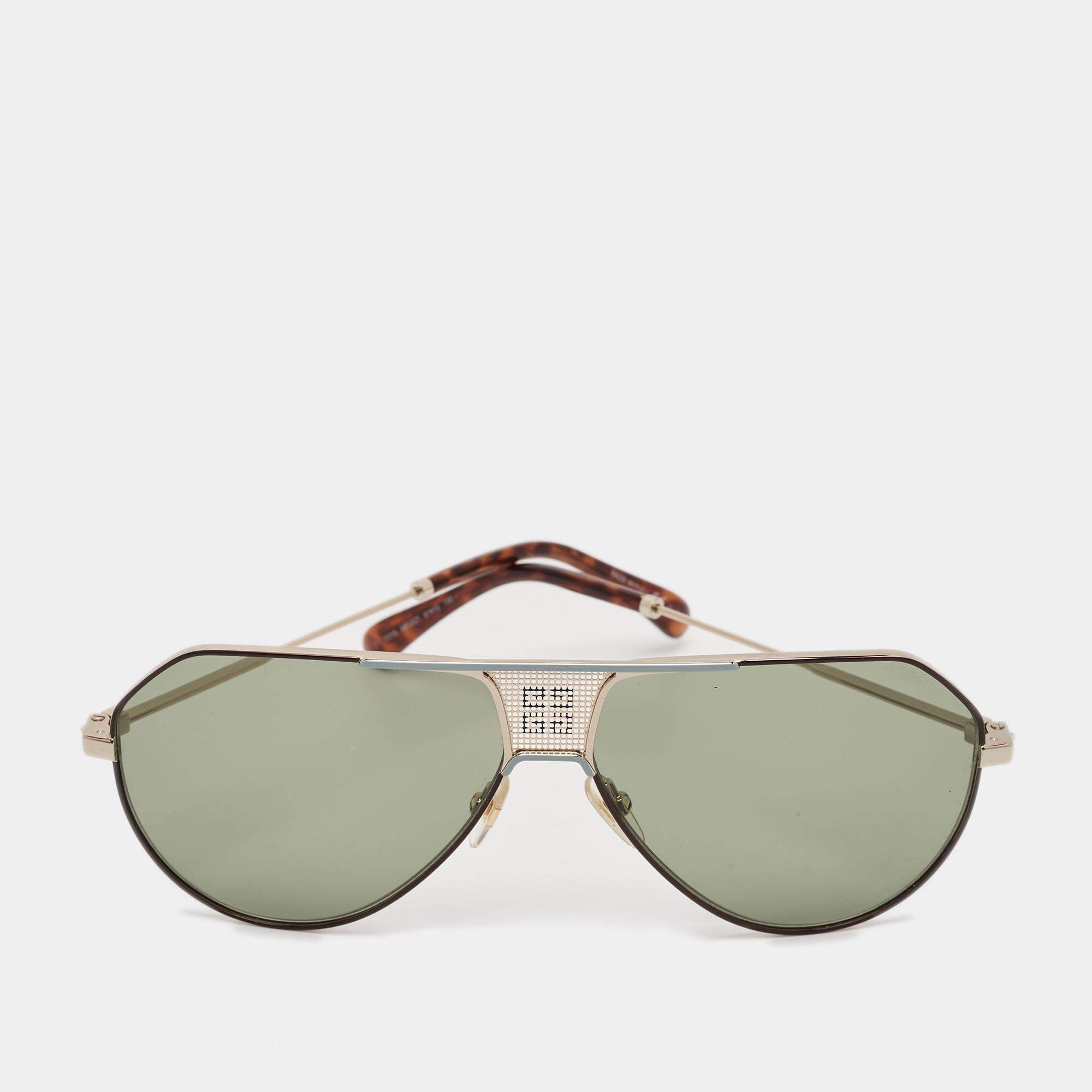 Pre Owned Givenchy Green/Brown GV 7137/S Aviator Sunglasses