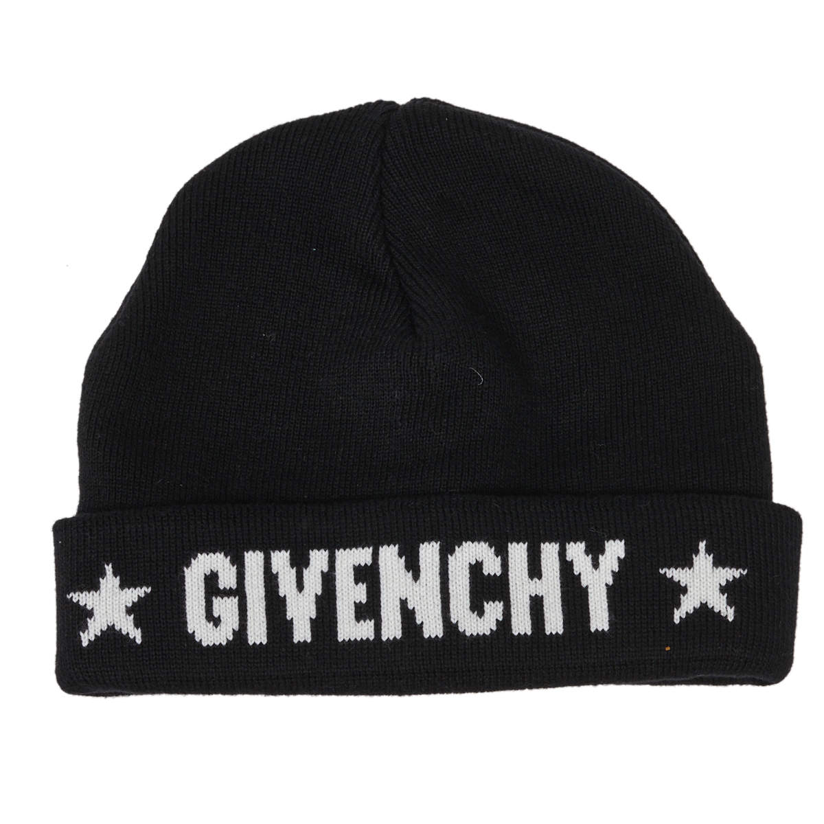 Pre Owned Givenchy Black Star Logo Intarsia Knit Cashmere Beanie
