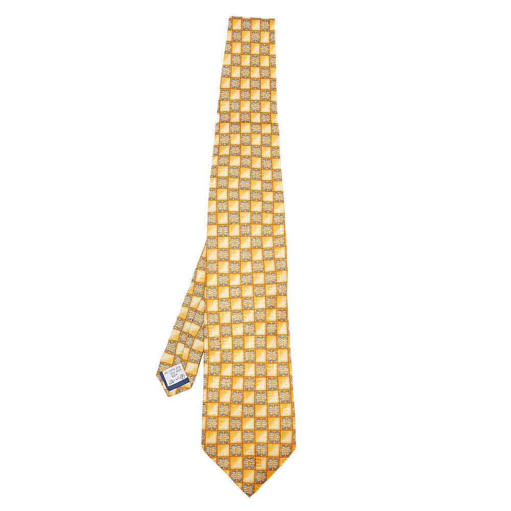 Givenchy Yellow GG Motif Jacquard Silk Tie